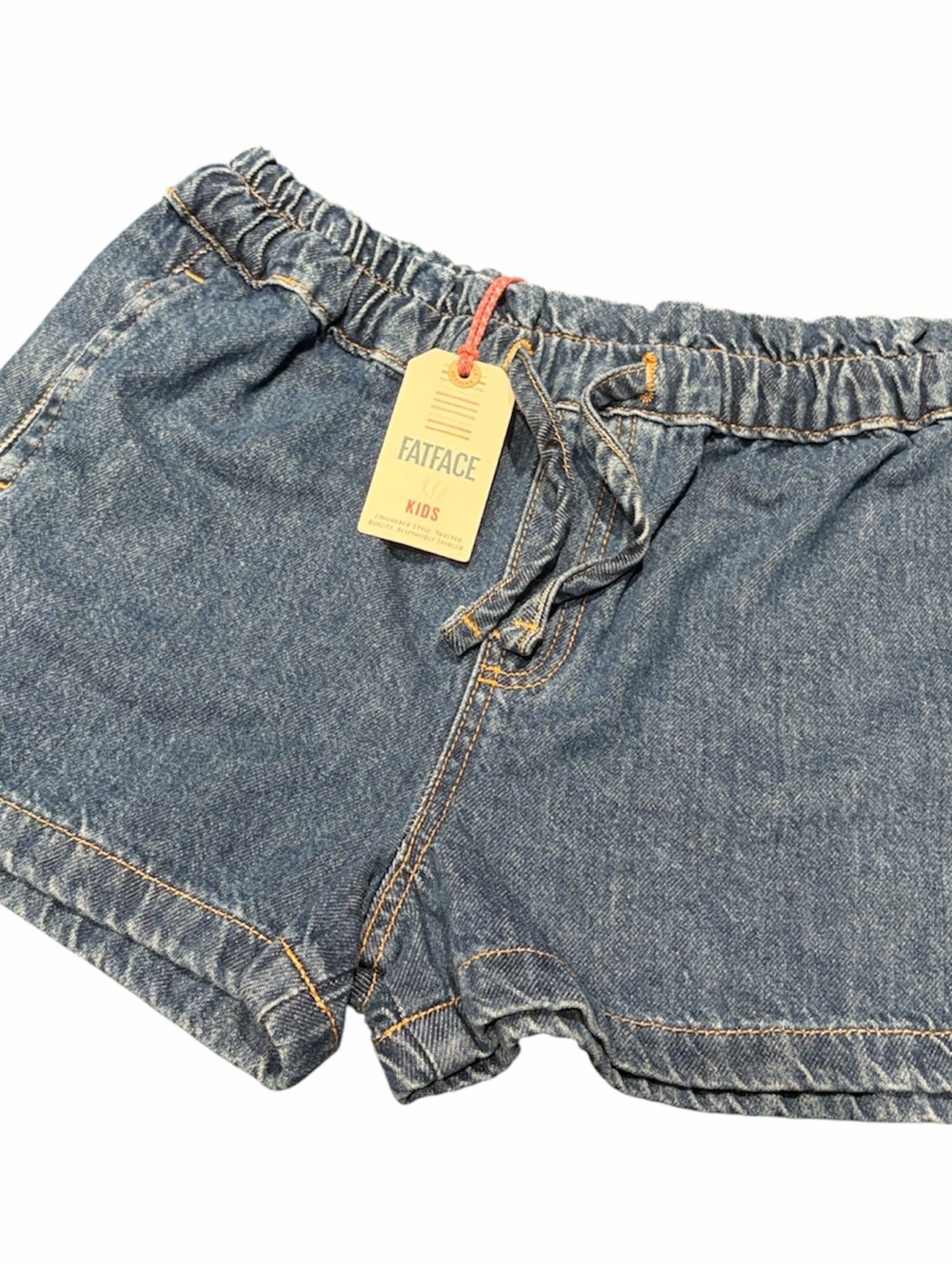 Fat Face Denim Elastic-Waist Jean Shorts in Blue